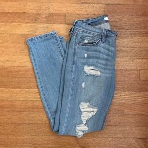 Skinny Ripped Mid Rise Jeans Light Wash